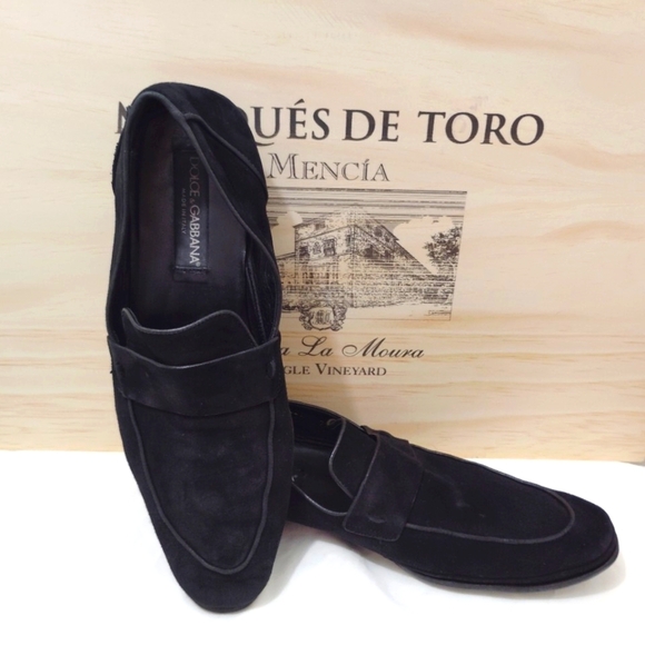 Dolce & Gabbana Black Suede Loafers Italian Leather Made In Italy US 7 1/2 Used - Picture 4 of 15